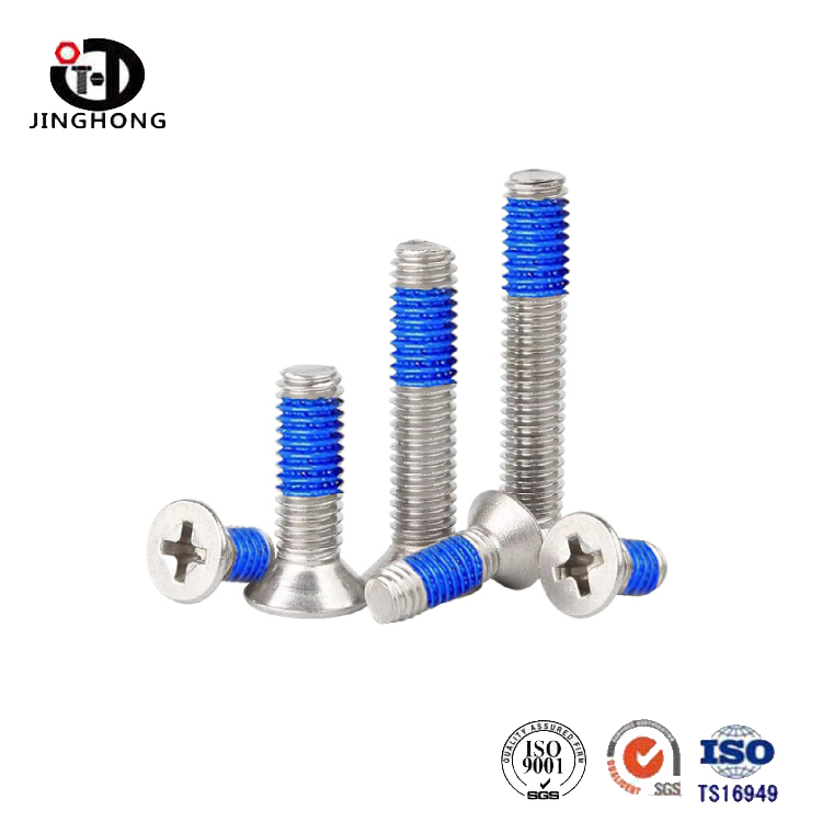 Blue Red Countersunk Nylock Grub Screw